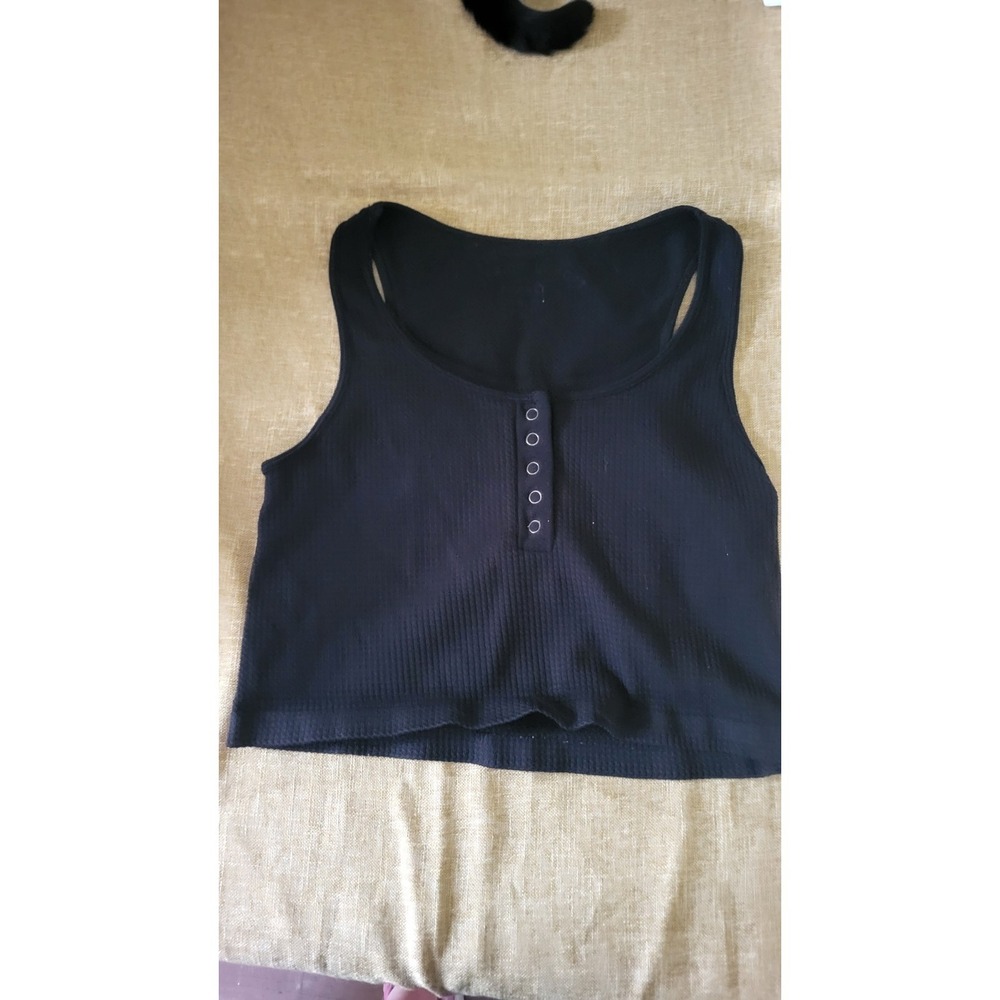 Seriously Soft Women's Crop Tank Top Size Medium In Black
